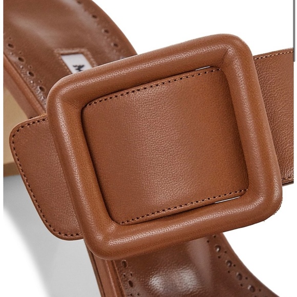 Manila Blahnik Titubanew Leather Mules Cognac NEW Sz 7 - Picture 2 of 6